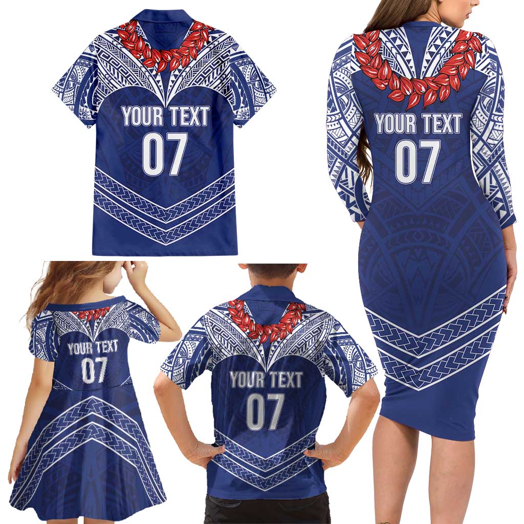 Toa Samoa Rugby Custom Family Matching Long Sleeve Bodycon Dress and Hawaiian Shirt Ulafala Mix Nifo'oti LT7 - Polynesian Pride