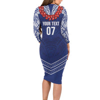 Toa Samoa Rugby Custom Family Matching Long Sleeve Bodycon Dress and Hawaiian Shirt Ulafala Mix Nifo'oti LT7 - Polynesian Pride