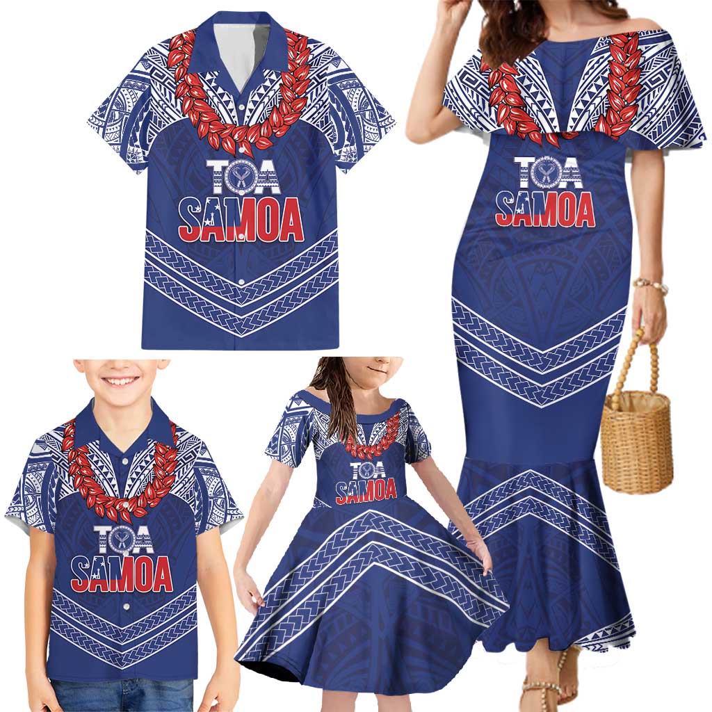 Toa Samoa Rugby Custom Family Matching Mermaid Dress and Hawaiian Shirt Ulafala Mix Nifo'oti LT7 - Polynesian Pride