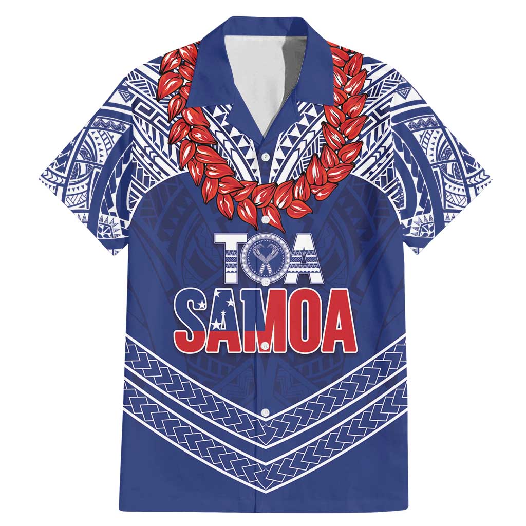 Toa Samoa Rugby Custom Family Matching Mermaid Dress and Hawaiian Shirt Ulafala Mix Nifo'oti LT7 Dad's Shirt - Short Sleeve Blue - Polynesian Pride