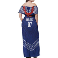 Toa Samoa Rugby Custom Family Matching Off Shoulder Maxi Dress and Hawaiian Shirt Ulafala Mix Nifo'oti LT7 - Polynesian Pride