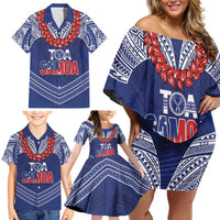 Toa Samoa Rugby Custom Family Matching Off Shoulder Short Dress and Hawaiian Shirt Ulafala Mix Nifo'oti LT7 - Polynesian Pride