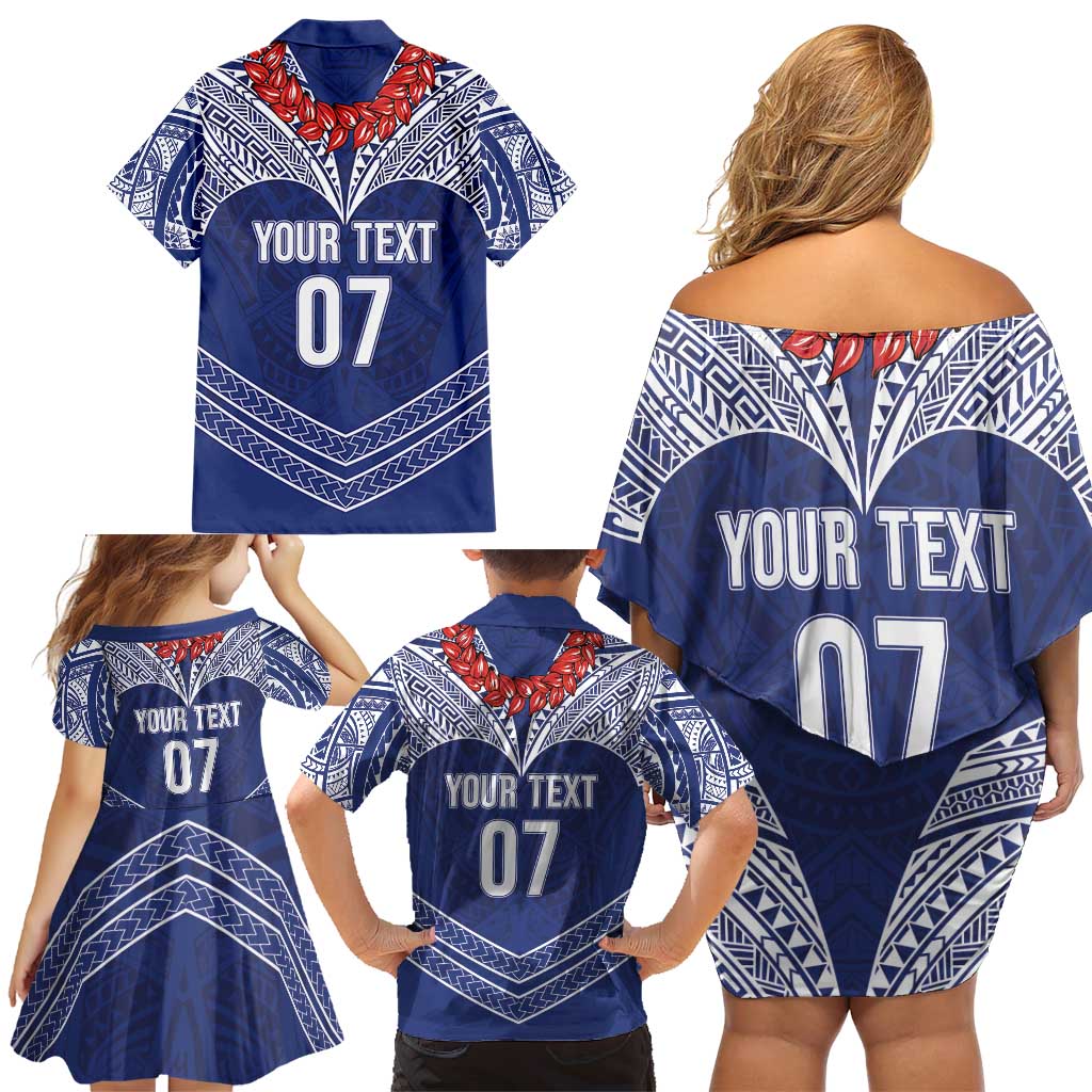 Toa Samoa Rugby Custom Family Matching Off Shoulder Short Dress and Hawaiian Shirt Ulafala Mix Nifo'oti LT7 - Polynesian Pride