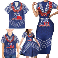 Toa Samoa Rugby Custom Family Matching Short Sleeve Bodycon Dress and Hawaiian Shirt Ulafala Mix Nifo'oti LT7 - Polynesian Pride