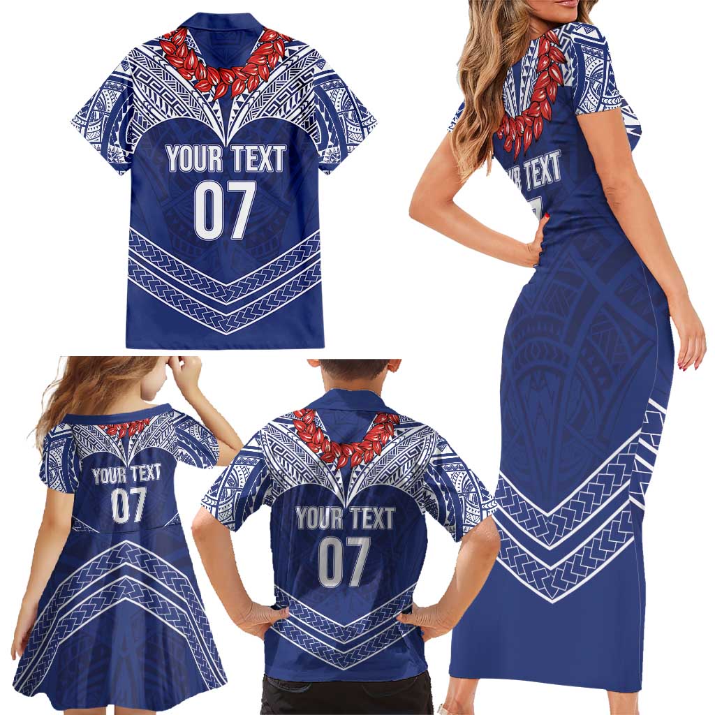 Toa Samoa Rugby Custom Family Matching Short Sleeve Bodycon Dress and Hawaiian Shirt Ulafala Mix Nifo'oti LT7 - Polynesian Pride