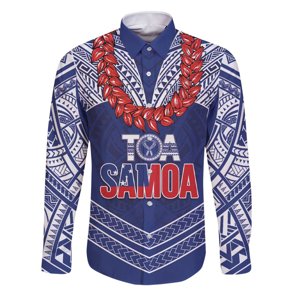 Toa Samoa Rugby Custom Family Matching Short Sleeve Bodycon Dress and Hawaiian Shirt Ulafala Mix Nifo'oti LT7 Dad's Shirt - Long Sleeve Blue - Polynesian Pride