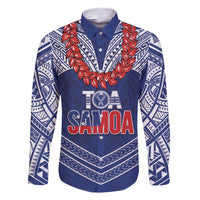 Toa Samoa Rugby Custom Family Matching Short Sleeve Bodycon Dress and Hawaiian Shirt Ulafala Mix Nifo'oti LT7 Dad's Shirt - Long Sleeve Blue - Polynesian Pride