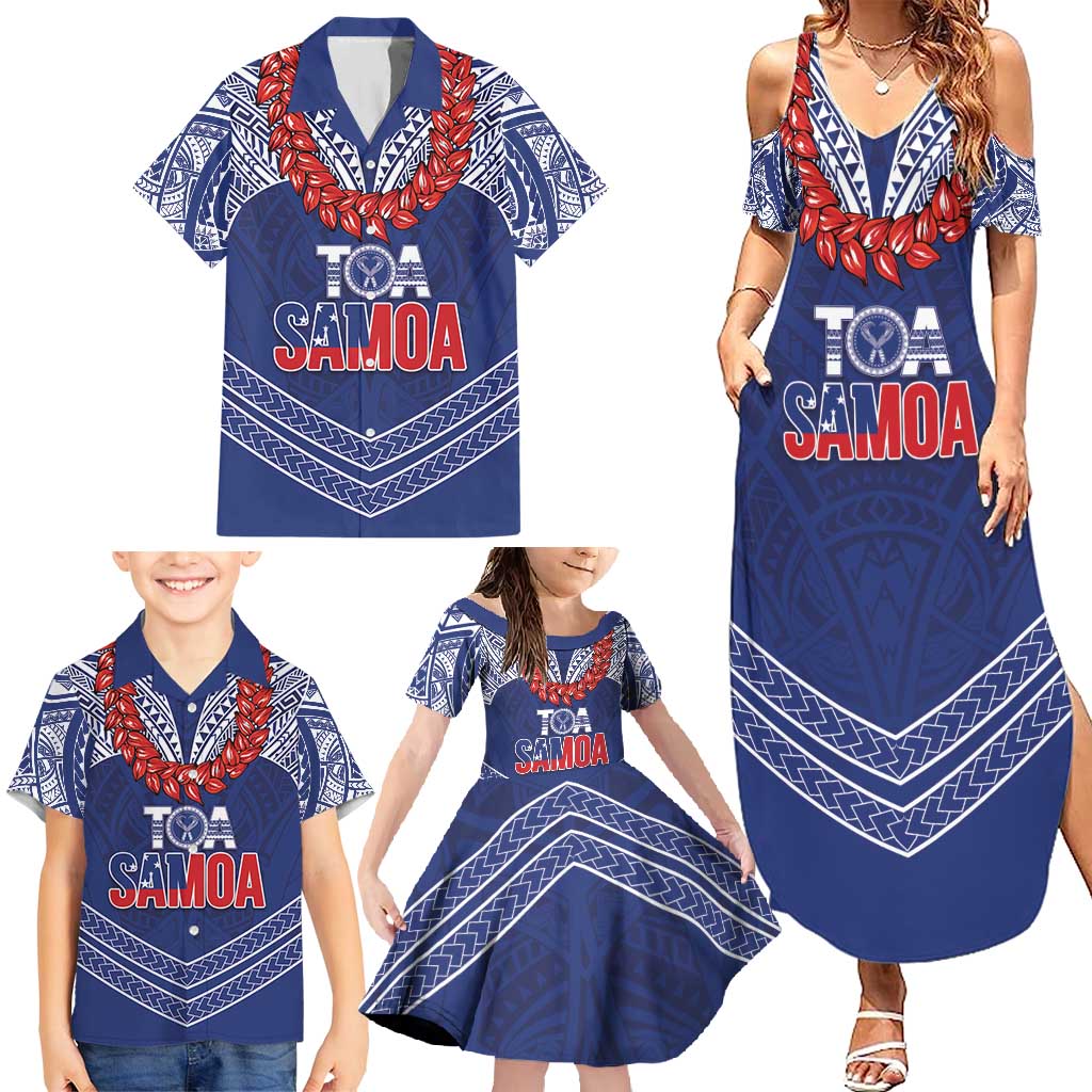 Toa Samoa Rugby Custom Family Matching Summer Maxi Dress and Hawaiian Shirt Ulafala Mix Nifo'oti LT7 - Polynesian Pride