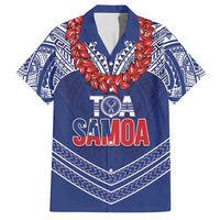 Toa Samoa Rugby Custom Family Matching Summer Maxi Dress and Hawaiian Shirt Ulafala Mix Nifo'oti LT7 Dad's Shirt - Short Sleeve Blue - Polynesian Pride