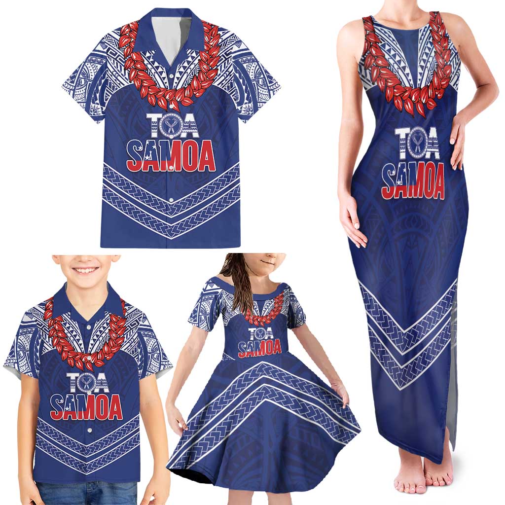 Toa Samoa Rugby Custom Family Matching Tank Maxi Dress and Hawaiian Shirt Ulafala Mix Nifo'oti LT7 - Polynesian Pride