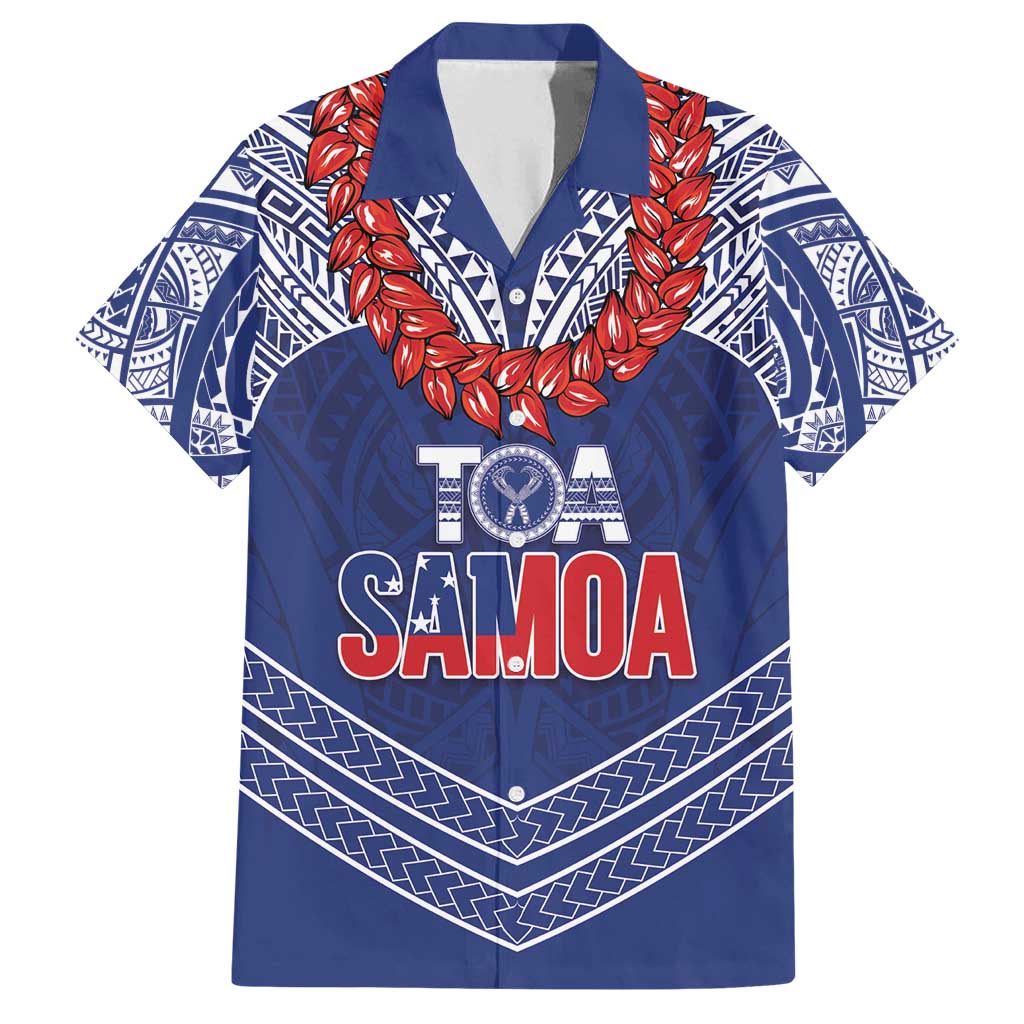 Toa Samoa Rugby Custom Family Matching Tank Maxi Dress and Hawaiian Shirt Ulafala Mix Nifo'oti LT7 Dad's Shirt - Short Sleeve Blue - Polynesian Pride