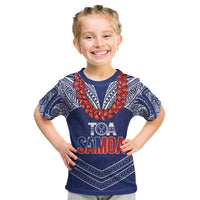 Toa Samoa Rugby Custom Kid T Shirt Ulafala Mix Nifo'oti LT7 Blue - Polynesian Pride