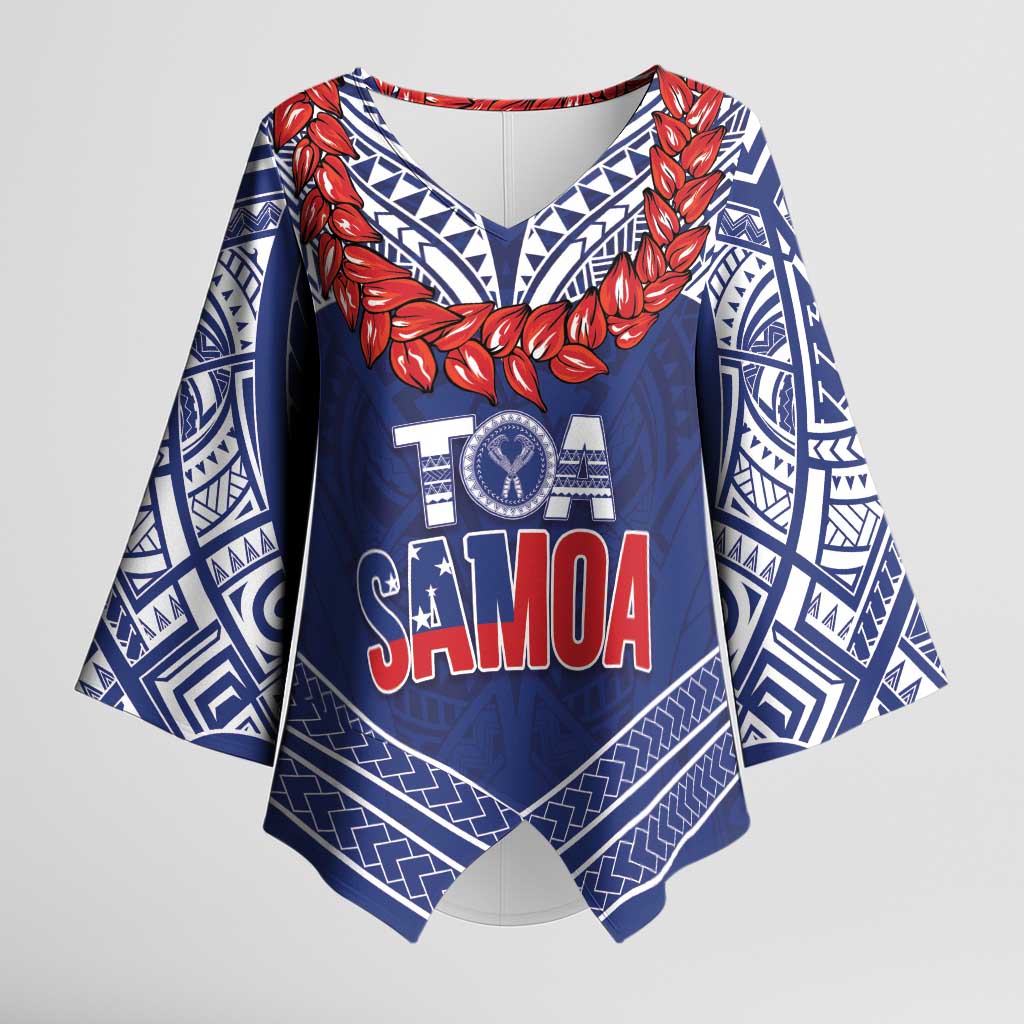 Toa Samoa Rugby Custom Kimono Sleeve Blouse Ulafala Mix Nifo'oti LT7 Female Blue - Polynesian Pride