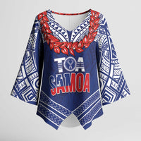 Toa Samoa Rugby Custom Kimono Sleeve Blouse Ulafala Mix Nifo'oti LT7 Female Blue - Polynesian Pride