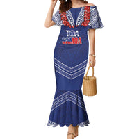 Toa Samoa Rugby Custom Mermaid Dress Ulafala Mix Nifo'oti LT7 Women Blue - Polynesian Pride