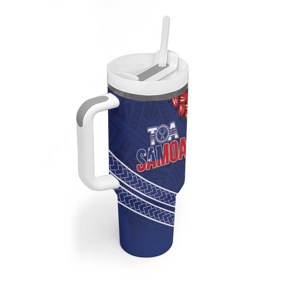 Toa Samoa Rugby Custom Tumbler With Handle Ulafala Mix Nifo'oti - Polynesian Pride