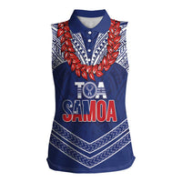 Toa Samoa Rugby Custom Women Sleeveless Polo Shirt Ulafala Mix Nifo'oti LT7 Female Blue - Polynesian Pride