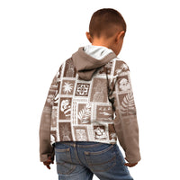 Hawaii Christmas Retro Patchwork Kid Hoodie Brown LT7 - Polynesian Pride