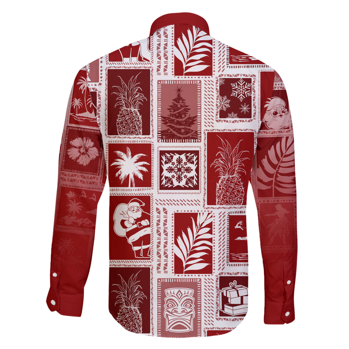 Hawaii Christmas Retro Patchwork Family Matching Short Sleeve Bodycon Dress and Hawaiian Shirt Red LT7 - Polynesian Pride
