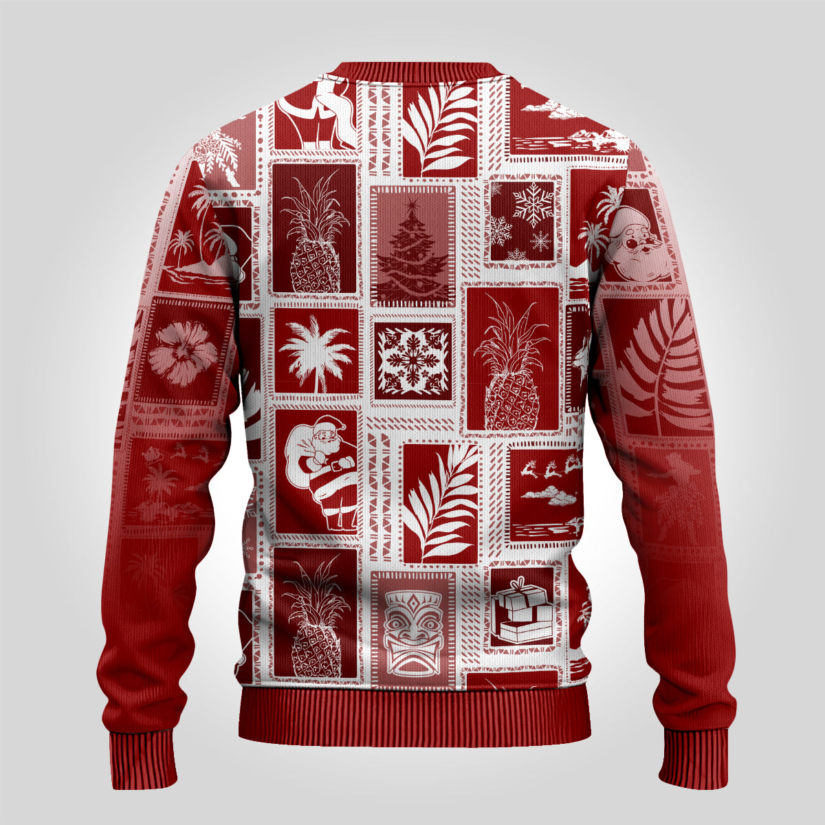 Hawaii Christmas Ugly Christmas Sweater Retro Patchwork - Red LT7 - Polynesian Pride