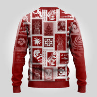Hawaii Christmas Ugly Christmas Sweater Retro Patchwork - Red LT7 - Polynesian Pride