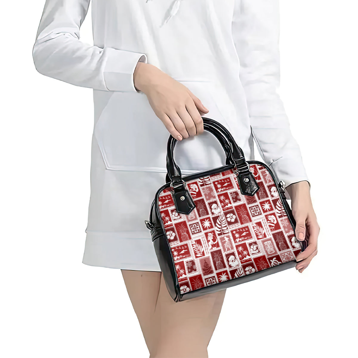Hawaii Christmas Retro Patchwork Shoulder Handbag Red LT7 - Polynesian Pride