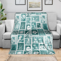 Hawaii Christmas Retro Patchwork Blanket Teal LT7 - Polynesian Pride