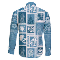 Hawaii Christmas Retro Patchwork Family Matching Off Shoulder Short Dress and Hawaiian Shirt Aquamarine LT7 - Polynesian Pride