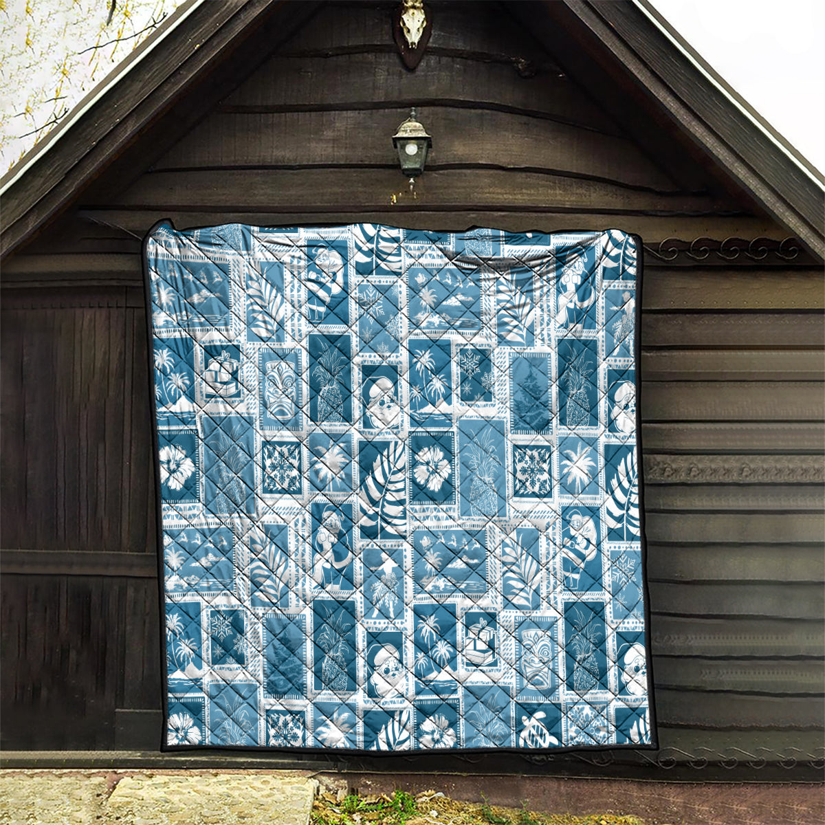 Hawaii Christmas Retro Patchwork Quilt Aquamarine LT7 - Polynesian Pride