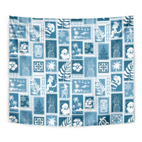 Hawaii Christmas Retro Patchwork Tapestry Aquamarine LT7 - Polynesian Pride