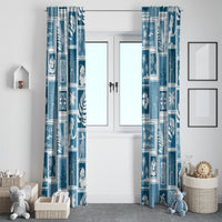Hawaii Christmas Retro Patchwork Window Curtain Aquamarine LT7 - Polynesian Pride