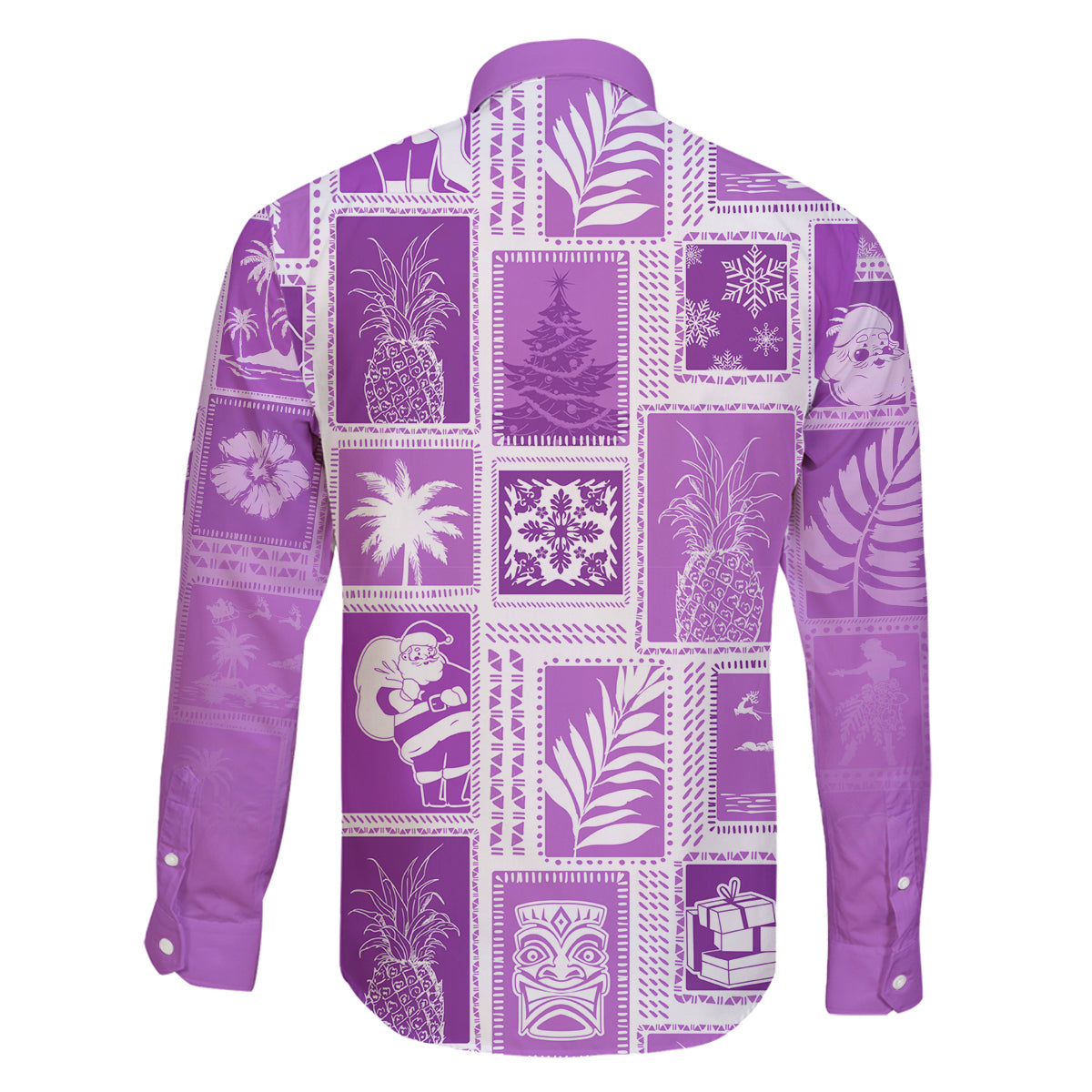 Hawaii Christmas Retro Patchwork Family Matching Off Shoulder Maxi Dress and Hawaiian Shirt Violet LT7 - Polynesian Pride