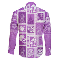 Hawaii Christmas Retro Patchwork Family Matching Summer Maxi Dress and Hawaiian Shirt Violet LT7 - Polynesian Pride