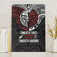 Maori Hongi Toitu Te Tiriti Canvas Wall Art Tangata Tiriti Stand With Tangata Whenua LT7 Without Frame Black - Polynesian Pride