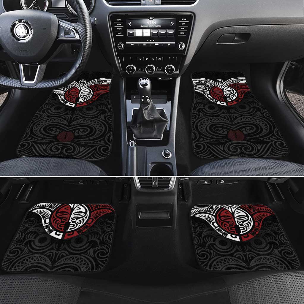 Maori Hongi Toitu Te Tiriti Car Mats Tangata Tiriti Stand With Tangata Whenua LT7 Set 4pcs Black - Polynesian Pride