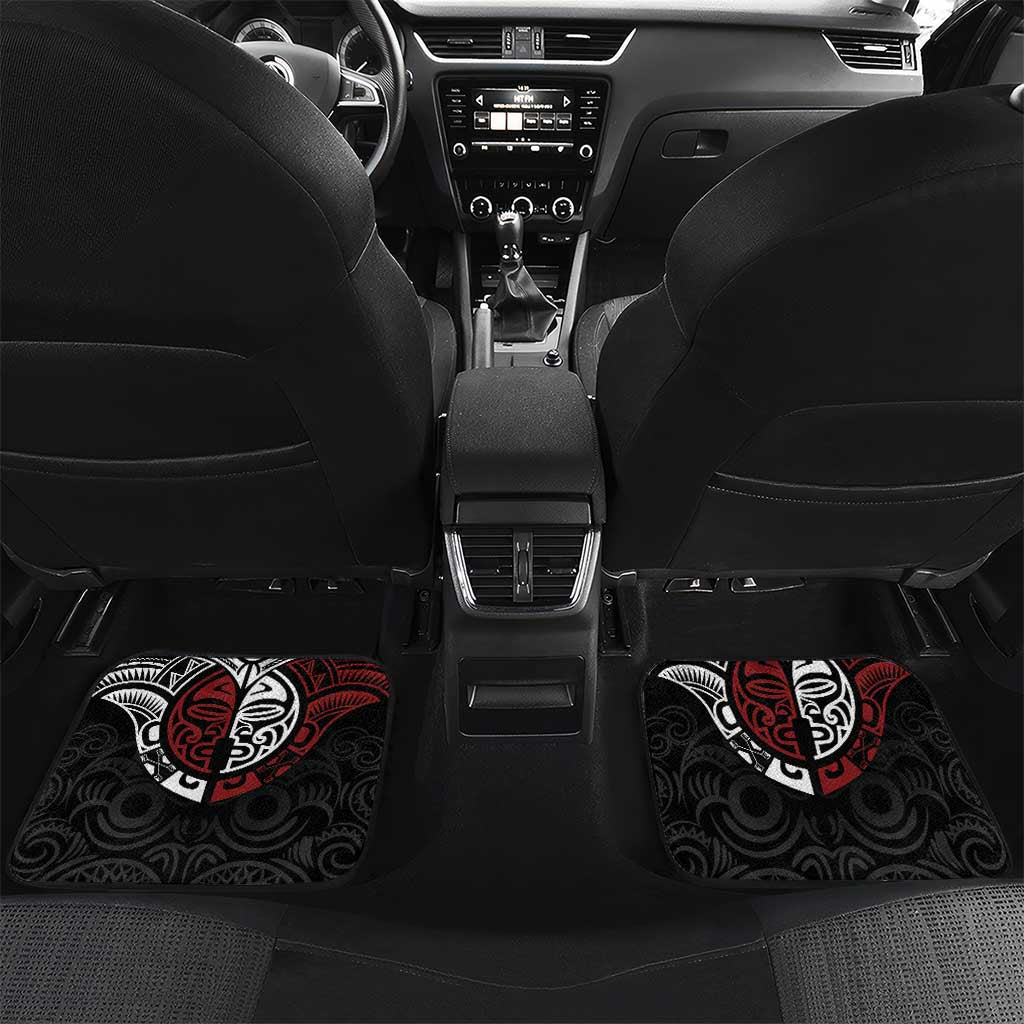 Maori Hongi Toitu Te Tiriti Car Mats Tangata Tiriti Stand With Tangata Whenua LT7 Set 2pcs - Back Black - Polynesian Pride