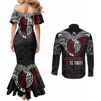 Maori Hongi Toitu Te Tiriti Couples Matching Mermaid Dress and Long Sleeve Button Shirt Tangata Tiriti Stand With Tangata Whenua LT7 - Polynesian Pride