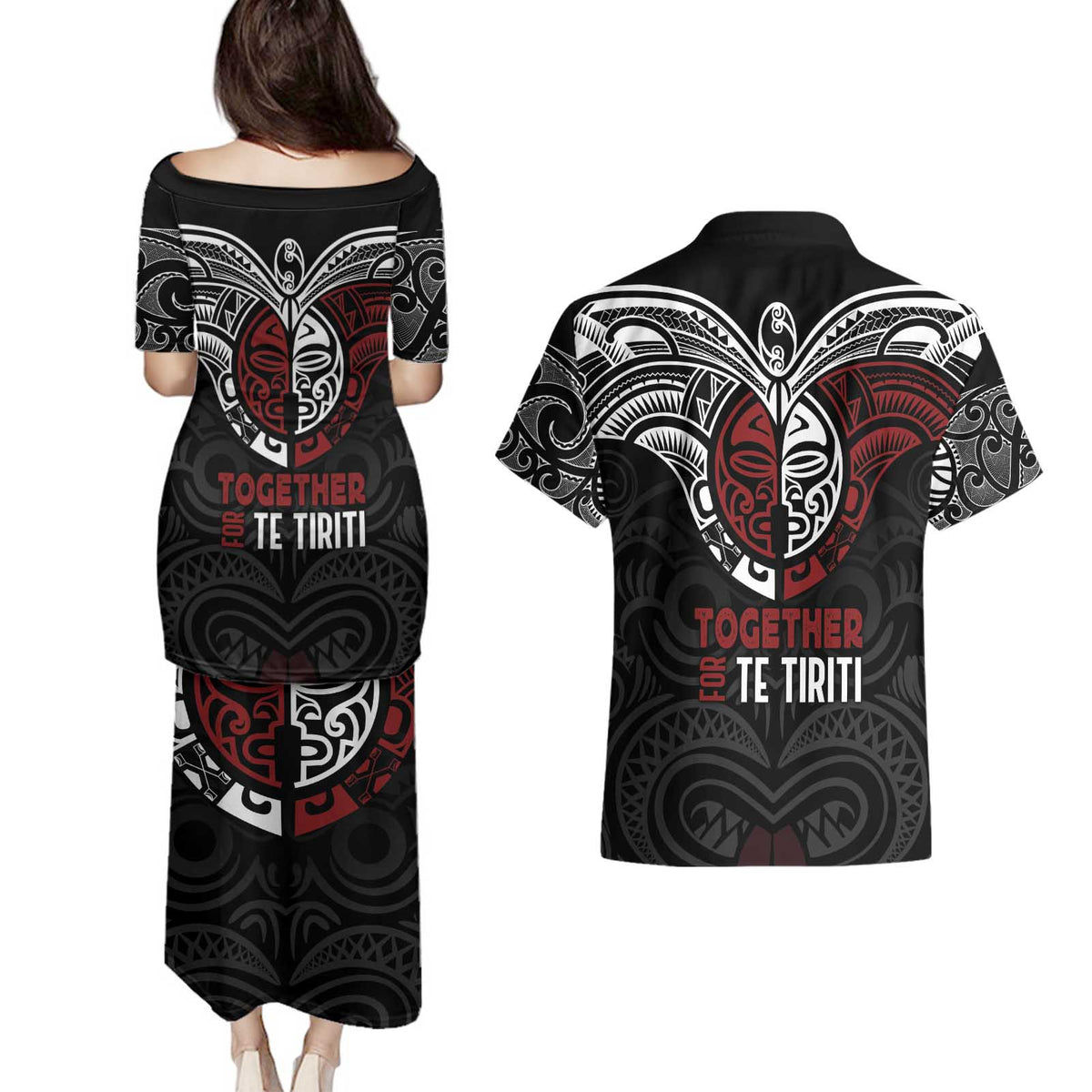 Maori Hongi Toitu Te Tiriti Couples Matching Puletasi and Hawaiian Shirt Tangata Tiriti Stand With Tangata Whenua LT7 - Polynesian Pride