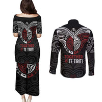Maori Hongi Toitu Te Tiriti Couples Matching Puletasi and Long Sleeve Button Shirt Tangata Tiriti Stand With Tangata Whenua LT7 - Polynesian Pride