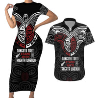 Maori Hongi Toitu Te Tiriti Couples Matching Short Sleeve Bodycon Dress and Hawaiian Shirt Tangata Tiriti Stand With Tangata Whenua LT7 Black - Polynesian Pride
