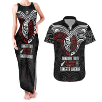 Maori Hongi Toitu Te Tiriti Couples Matching Tank Maxi Dress and Hawaiian Shirt Tangata Tiriti Stand With Tangata Whenua LT7 Black - Polynesian Pride