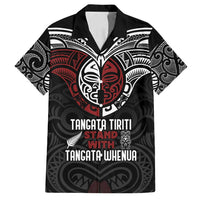 Maori Hongi Toitu Te Tiriti Family Matching Long Sleeve Bodycon Dress and Hawaiian Shirt Tangata Tiriti Stand With Tangata Whenua LT7 Dad's Shirt - Short Sleeve Black - Polynesian Pride