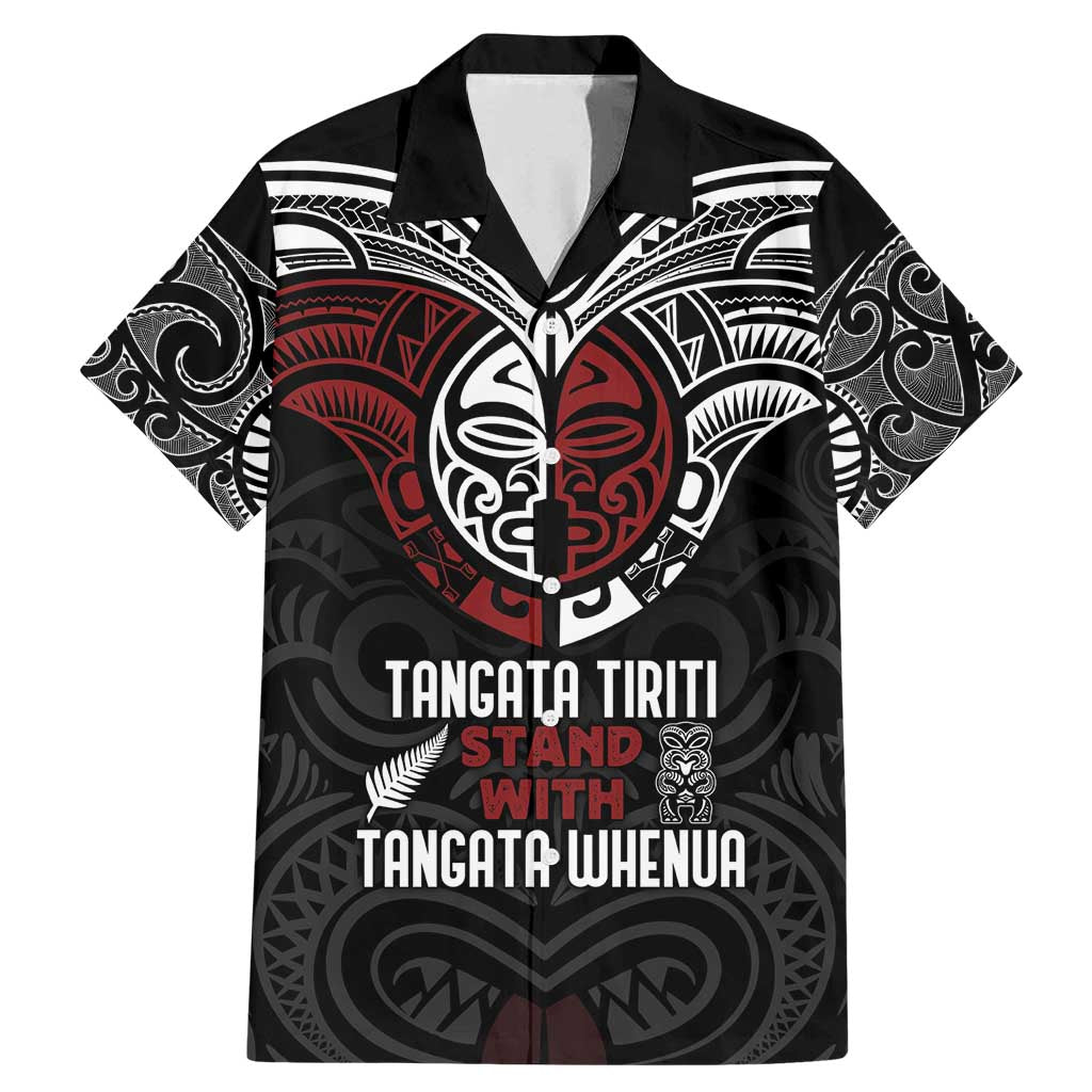Maori Hongi Toitu Te Tiriti Family Matching Mermaid Dress and Hawaiian Shirt Tangata Tiriti Stand With Tangata Whenua LT7 Dad's Shirt - Short Sleeve Black - Polynesian Pride