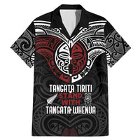 Maori Hongi Toitu Te Tiriti Family Matching Mermaid Dress and Hawaiian Shirt Tangata Tiriti Stand With Tangata Whenua LT7 Dad's Shirt - Short Sleeve Black - Polynesian Pride