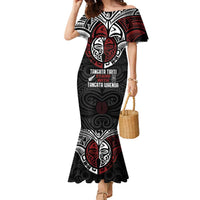 Maori Hongi Toitu Te Tiriti Family Matching Mermaid Dress and Hawaiian Shirt Tangata Tiriti Stand With Tangata Whenua LT7 Mom's Dress Black - Polynesian Pride