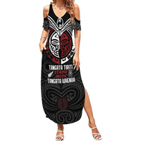 Maori Hongi Toitu Te Tiriti Family Matching Summer Maxi Dress and Hawaiian Shirt Tangata Tiriti Stand With Tangata Whenua LT7 Mom's Dress Black - Polynesian Pride
