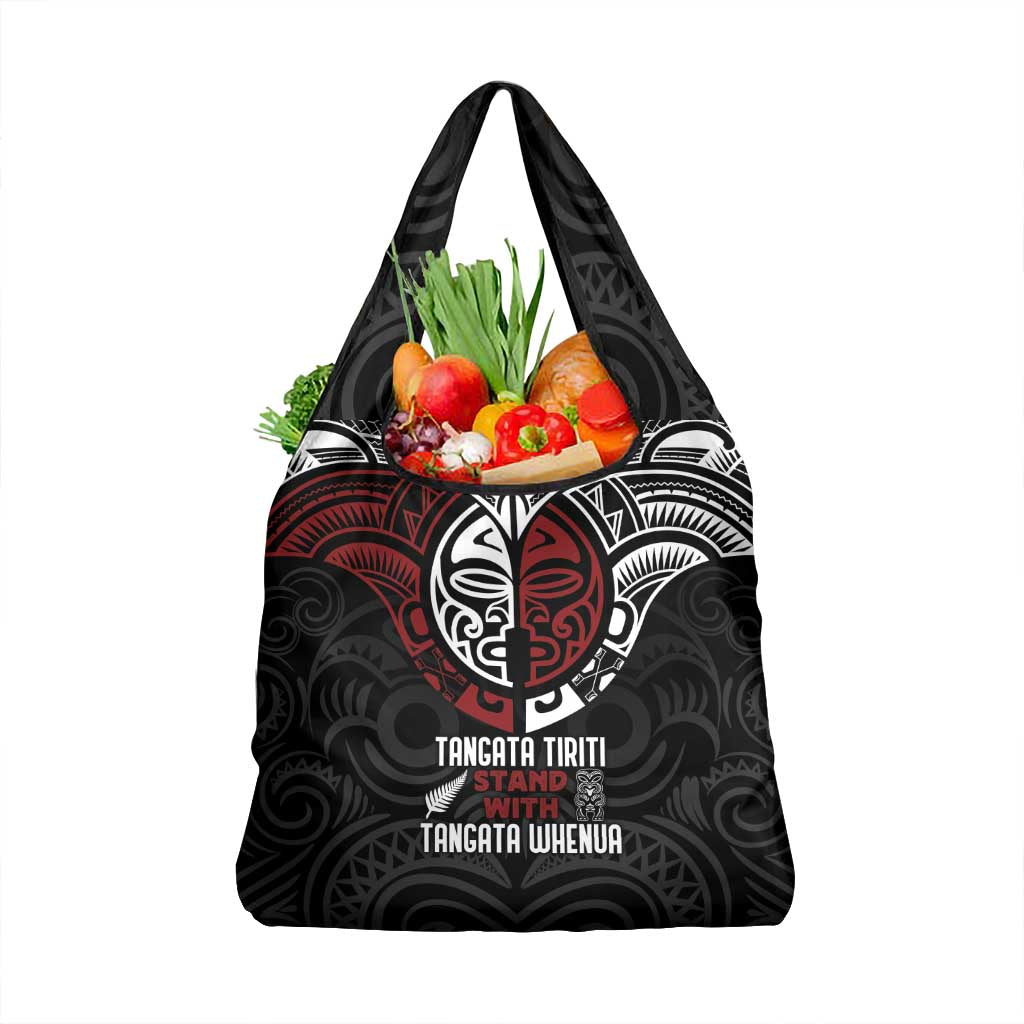 Maori Hongi Toitu Te Tiriti Grocery Bag Tangata Tiriti Stand With Tangata Whenua LT7 1-pack One Size Black - Polynesian Pride
