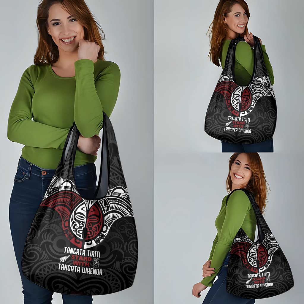 Maori Hongi Toitu Te Tiriti Grocery Bag Tangata Tiriti Stand With Tangata Whenua LT7 - Polynesian Pride