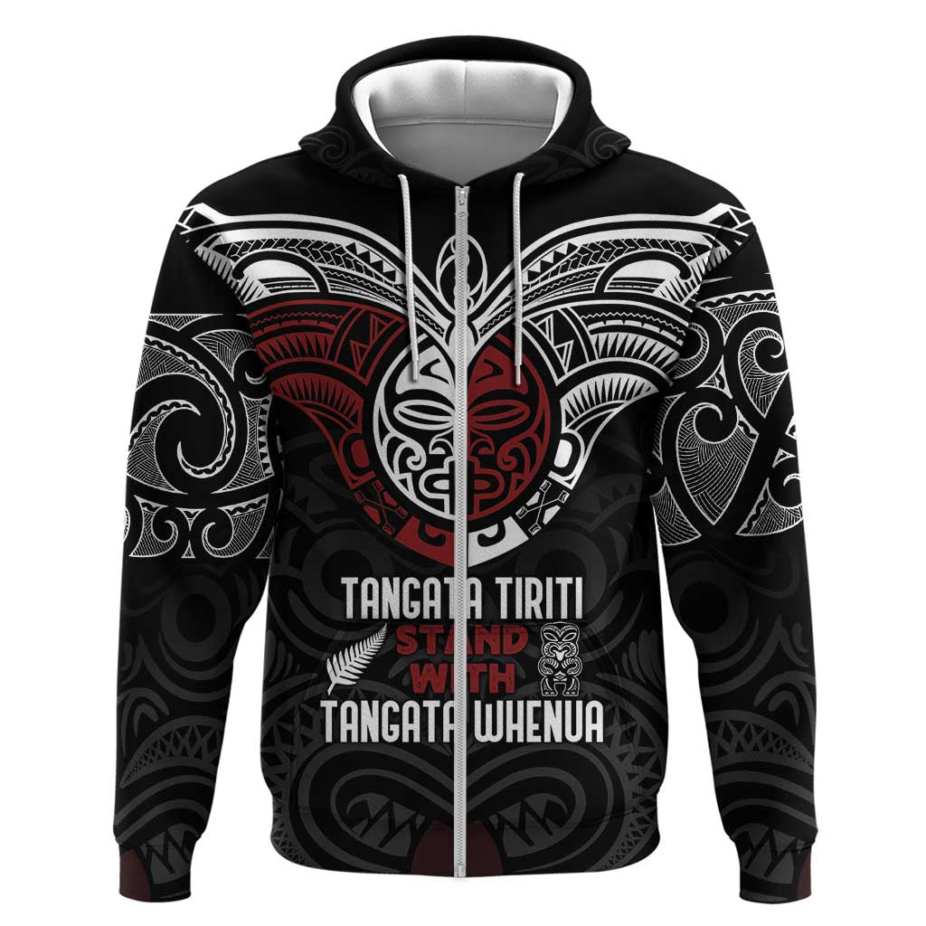 Maori Hongi Toitu Te Tiriti Hoodie Tangata Tiriti Stand With Tangata Whenua LT7 Zip Hoodie Black - Polynesian Pride