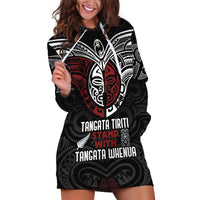Maori Hongi Toitu Te Tiriti Hoodie Dress Tangata Tiriti Stand With Tangata Whenua LT7 Black - Polynesian Pride